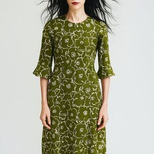 1960s-Style Vintage Womens White Floral Green Maxi Dress